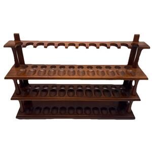 Vtg Genuine DECO Decatur Industries Walnut 36 Pipe Rack Display Stand Holder